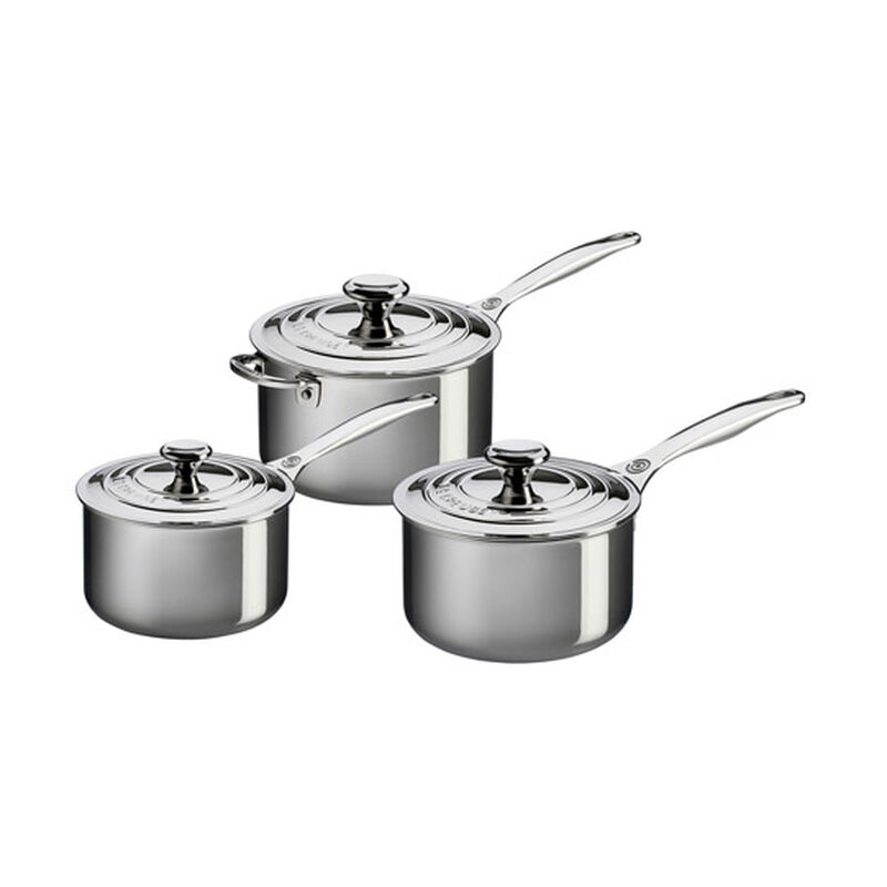 Stainless Steel Saucepan Set of 3 Le Creuset